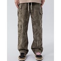 Men's Cargo Pants Cargo Trousers Techwear Pocket Drawstring Elastic Waist Camouflage Comfort Breathable Outdoor Daily Going out Casual Big and Tall Khaki Lightinthebox - thumbnail
