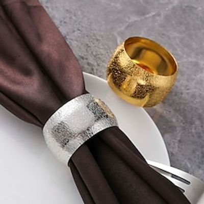 Christmas Kitchen Deco Napkin Ring Metal Color Mouth Cloth Ring Christmas Table Table Table Table Scrub Pattern Napkin Buckle Simple Gold Napkin Ring Lightinthebox