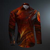 Ombre Graphic Artistic Abstract Subcultural Men's Printed Shirts Party Street Causal Spring Summer Turndown Long Sleeve Purple, Orange S, M, L 4-Way Stretch Fabric Shirt Lightinthebox