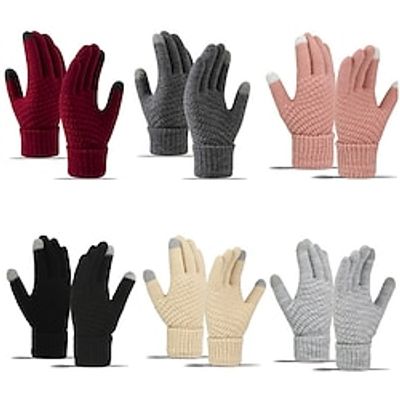 1 Pairs Women Girls Winter Touch Screen Gloves for Cold Weather,Warm Knitt Gloves With Elastic Cuffs Winter Texting Gloves Lightinthebox