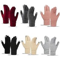 1 Pairs Women Girls Winter Touch Screen Gloves for Cold Weather,Warm Knitt Gloves With Elastic Cuffs Winter Texting Gloves Lightinthebox - thumbnail