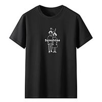 Men's Unisex Tee T shirt Hot Stamping Graphic Prints Human Letter Plus Size Print Short Sleeve Casual Tops Cotton Basic Fashion Designer Big and Tall White Black Light gray Lightinthebox - thumbnail