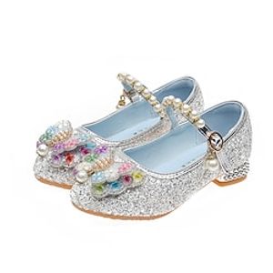 Girls' Heels Daily Dress Shoes Princess Shoes School Shoes Glitter Portable Breathability Non-slipping Princess Shoes Big Kids(7years ) Little Kids(4-7ys) Gift Daily Walking Shoes Bowknot Buckle Lightinthebox