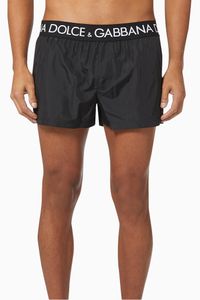 Short Swim Shorts with Branded Waistband