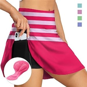 21Grams Women's Cycling Skort Skirt Bike Skirt Bottoms Race Fit Mountain Bike MTB Road Bike Cycling Sports Stripes 3D Pad Breathable Quick Dry Moisture Wicking Violet Yellow Spandex Clothing Apparel Lightinthebox
