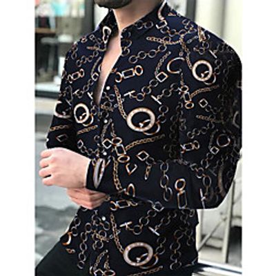 Men's Shirt Other Prints Tartan Letter Standing Collar Going out golf shirts Patchwork Print Long Sleeve Slim Tops Designer Punk  Gothic Light Yellow Light Pink Light Purple miniinthebox