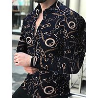 Men's Shirt Other Prints Tartan Letter Standing Collar Going out golf shirts Patchwork Print Long Sleeve Slim Tops Designer Punk  Gothic Light Yellow Light Pink Light Purple miniinthebox - thumbnail