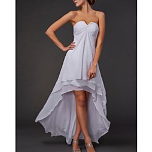 A-Line Minimalist Elegant Engagement Formal Evening Dress Strapless Sleeveless Asymmetrical Chiffon with Tier 2021 miniinthebox