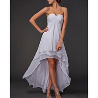 A-Line Minimalist Elegant Engagement Formal Evening Dress Strapless Sleeveless Asymmetrical Chiffon with Tier 2021 miniinthebox - thumbnail