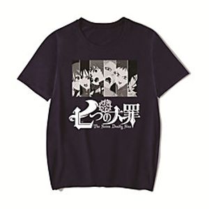 Men's Unisex Tee T shirt Shirt Hot Stamping Anime Graphic Prints Plus Size The Seven Deadly Sins Print Short Sleeve Casual Tops Cotton Basic Designer Big and Tall Round Neck White Red Blushing Pink miniinthebox
