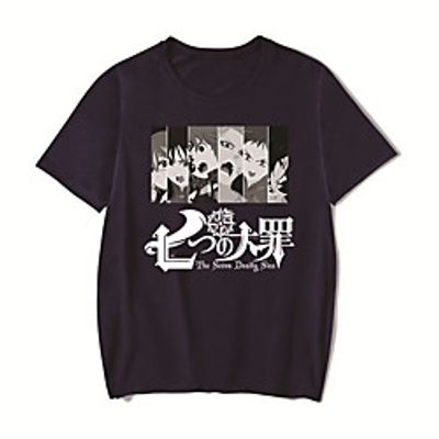 Men's Unisex Tee T shirt Shirt Hot Stamping Anime Graphic Prints Plus Size The Seven Deadly Sins Print Short Sleeve Casual Tops Cotton Basic Designer Big and Tall Round Neck White Red Blushing Pink miniinthebox