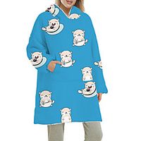 Women's Home Polyester Jewel Neck Loungewear Long Sleeve Print Winter Animal One-Size Blue Lightinthebox - thumbnail