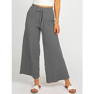 Women's Wide Leg Pants Trousers Full Length High Waist Fashion Casual Daily Wear Streetwear Gray S M Summer Spring Lightinthebox