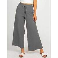 Women's Wide Leg Pants Trousers Full Length High Waist Fashion Casual Daily Wear Streetwear Gray S M Summer Spring Lightinthebox - thumbnail