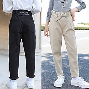 Kids Girls' Pants 1 PC Black Khaki Solid Colored Streetwear Cute 4-13 Years miniinthebox