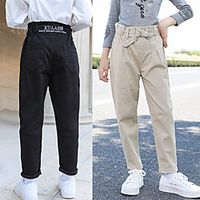 Kids Girls' Pants 1 PC Black Khaki Solid Colored Streetwear Cute 4-13 Years miniinthebox - thumbnail