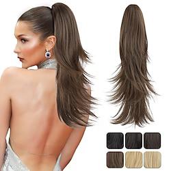 Ponytail Extension Claw Clip Ponytail Extension for Women Medium Brown Clip in Ponytail Multi-Layered Synthetic Ponytail Hairpieces for Daily Use Lightinthebox