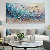 Hand painted Abstract Beach Oil Painting on Canvas handmade Blue Sea Wave Painting for Living Room Home Decor Large Textured painting Wall Art Custom Modern Decor Lightinthebox