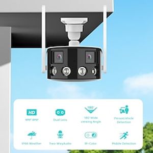 4MP 4K Dual Lens Ultra wide angle 180 Wifi IP Camera Outdoor 4MP Full Color Night Vision Ai Human Detect Security Surveillance Lightinthebox