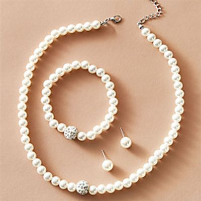 Women's Jewelry Set Classic Blessed Stylish Artistic Simple Trendy Sweet Pearl Earrings Jewelry White For Anniversary Party Evening Formal Beach Festival 1 set Lightinthebox