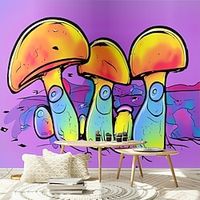 Art Deco 3D 3d Fluorescent Lamp Murals Of Cute Mushrooms Home Decoration  Wall Covering Canvas Material Self adhesive Wallpaper Mural Wall Cloth Room Wallcovering miniinthebox - thumbnail