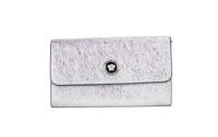 Versace Small Metallic Silver Lamb Leather Medusa Clutch Crossbody Wallet Bag (27931)