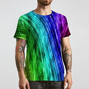 Men's Tee T shirt 3D Print Rainbow Graphic Prints Print Short Sleeve Daily Tops Casual Designer Big and Tall Green miniinthebox