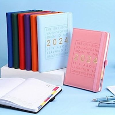 Agenda 2024 Planner 400 Pages Notebook 365 Days Monthly Weekly Daily Plan Calendar Timetable Diary School Stationery Lightinthebox