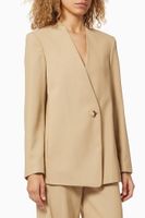 Collarless Wool-Blend Blazer - thumbnail