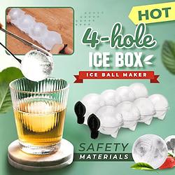 4-Hole Ice Ball Maker, Whiskey Round Ice Ball Mold, Ice Hockey Mold Round Trays, Four Hole Ice Making Box Reusable DIY Ice Maker Lightinthebox