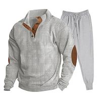 Men's Tracksuit Sweatsuit Jogging Suits Apricot Black Army Green Navy Blue Blue Standing Collar Color Block Patchwork 2 Piece Sports  Outdoor Daily Holiday Streetwear Cool Casual Spring   Fall miniinthebox - thumbnail