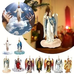Creative Jesus Pendant Car Rearview Mirror 2D Acrylic Plane Pendant, Christmas Tree Decoration Window Pendant, Christmas Ornaments, Home Decor, Offices Decor, Xmas Decor Lightinthebox