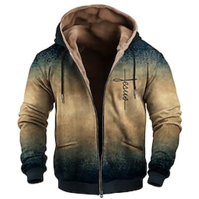 Graphic Faith Men's Daily 3D Printing Hoodie Holiday Vacation Going out Hoodies Red Blue Long Sleeve Hooded Print Fall  Winter Designer Hoodie Sweatshirt Lightinthebox