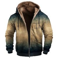 Graphic Faith Men's Daily 3D Printing Hoodie Holiday Vacation Going out Hoodies Red Blue Long Sleeve Hooded Print Fall  Winter Designer Hoodie Sweatshirt Lightinthebox - thumbnail