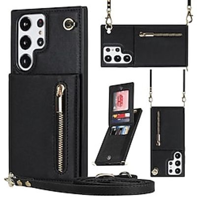 Phone Case For Samsung Galaxy S23 S22 S21 S20 Ultra Plus FE Note 20 Ultra 10 Plus Back Cover Wallet Case with Stand Holder Zipper with Lanyard TPU PU Leather miniinthebox