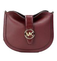 Michael Kors Gabby Small Dark Cherry Leather Foldover Hobo Crossbody Bag (79750)