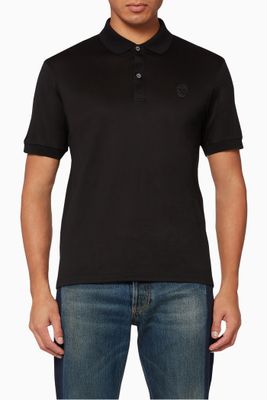 Embroidered Skull Patch Polo T-Shirt Embroidered Skull Patch Polo T-Shirt