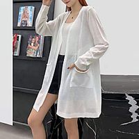 Women's Cardigan Knitted Front Pocket Pure Color Stylish Vintage Style Casual Long Sleeve Sweater Cardigans Open Front Spring Summer Green Blue White Lightinthebox - thumbnail