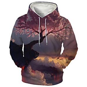 Men's Hoodie Trees / Leaves Graphic Hooded Daily Going out Casual Hoodies Sweatshirts  Blushing Pink miniinthebox