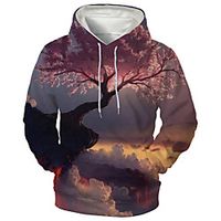 Men's Hoodie Trees / Leaves Graphic Hooded Daily Going out Casual Hoodies Sweatshirts  Blushing Pink miniinthebox - thumbnail