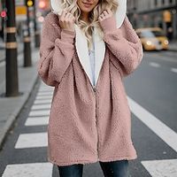 Women's Zip Hoodie Sweatshirt Fleece Jacket Flannel Fashion Zip Up Black Pink Blue Solid Color Street Casual Hoodie Long Sleeve Top Micro-elastic Fall  Winter Lightinthebox - thumbnail