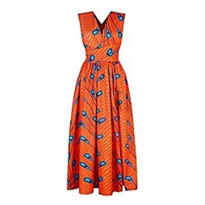 kaimimei african print maxi dresses for women- boho feather dress side slit v neck backless wrap dress Lightinthebox