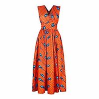 kaimimei african print maxi dresses for women- boho feather dress side slit v neck backless wrap dress Lightinthebox - thumbnail