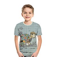 Kids Boys' T shirt Tee Short Sleeve 3D Print Animal Light Blue Children Tops Summer Active Daily Wear Regular Fit 3-12 Years miniinthebox - thumbnail