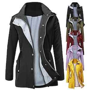 Women's Parka Waterproof Rain Jacket Outdoor Lightweight Windbreaker Trench Coat Raincoat with Hood Outerwear Top Full Zip Windproof Warm Breathable Camping Climbing Hunting Fishing miniinthebox