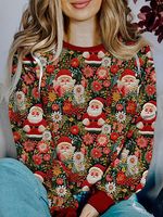 Women's Christmas Santa 3D Printed Holiday Daily Sweatshirt