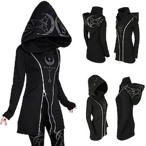 Goth Girl Plus Size Retro Vintage Punk  Gothic Steampunk Coat Hoodie Outerwear Women's Costume Vintage Cosplay Party Long Sleeve Coat Masquerade miniinthebox