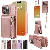 Phone Case For iPhone 15 Pro Max iPhone 14 13 12 11 Pro Max X XR XS 8 7 Plus Wallet Case Zipper with Lanyard with Wrist Strap Retro TPU PU Leather Lightinthebox