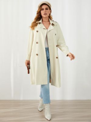 YOINS Plus Size Lapel Collar Split Design Belt Design Long Sleeves Coat YOINS Plus Size Lapel Collar Split Design Belt Design Long Sleeves Coat