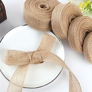 1 Rolls of Natural Burlap Fabric with Burlap Ribbon for Christmas Tree Gift Wrapping Wedding Event Party Home Bows Crafts Decoration 11 Yards Long 0.8 inch Wide Each Roll miniinthebox